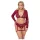Cottelli Curves - conjunto lencería manga larga encaje rojo - 2XL