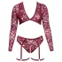 Cottelli Curves - conjunto lencería manga larga encaje rojo - 2XL
