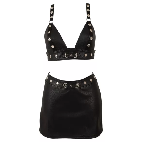 Cottelli - Conjunto de top y minifalda de cuero sintético (negro) - L