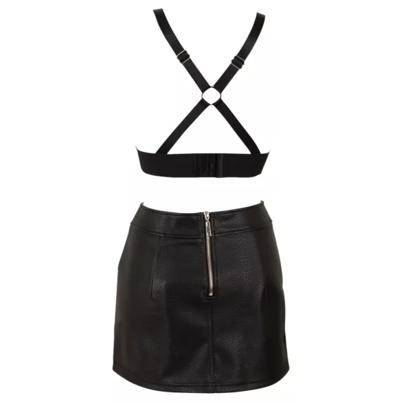 Cottelli - Conjunto de top y minifalda de cuero sintético (negro) - L