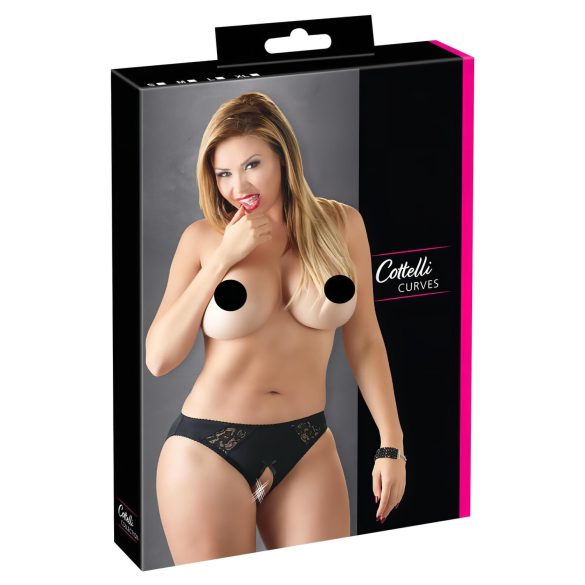 Cottelli Talla Grande - encaje, bragas abiertas (negro) - 4XL