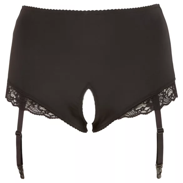 Cottelli Plus Size - panty abierto con liguero (negro) - 4XL