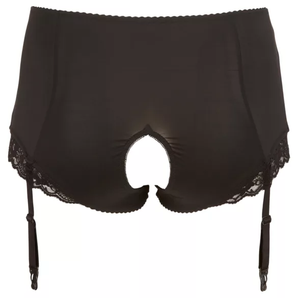 Cottelli Plus Size - panty abierto con liguero (negro) - 4XL