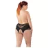 Cottelli Plus Size - braga abierta con encaje y perlas - negro - XL