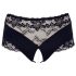Cottelli Talla Plus - braga abierta de encaje con perlas (negra) - 2XL