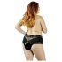 Cottelli Talla Plus - braga abierta de encaje con perlas (negra) - 2XL
