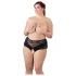 Cottelli Plus Size - braga abierta con encaje y perlas - negro - 3XL