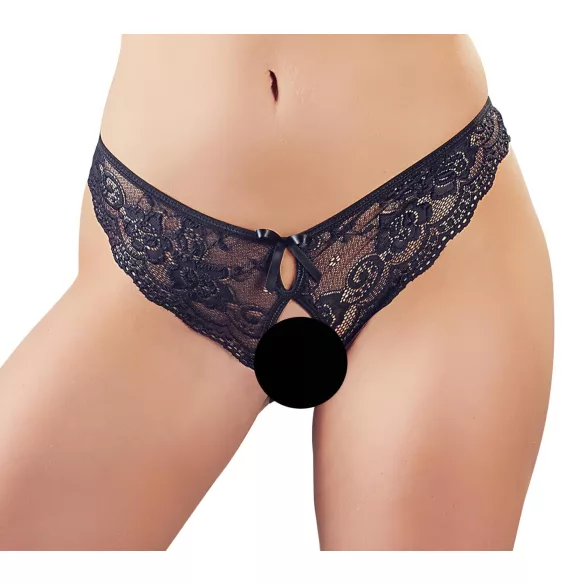 Cottelli - Braguita abierta de encaje con lazo - negro - M