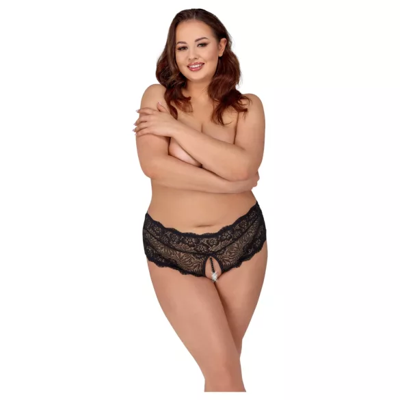 Cottelli Curves - braguitas de encaje abiertas (negras) - XL