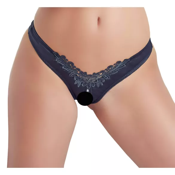 Cottelli - braga abierta con perlas y flores - negro - M