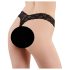 Cottelli - tanga de encaje negro con doble perla - XL