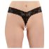 Cottelli - tanga de encaje negro con doble perla - XL
