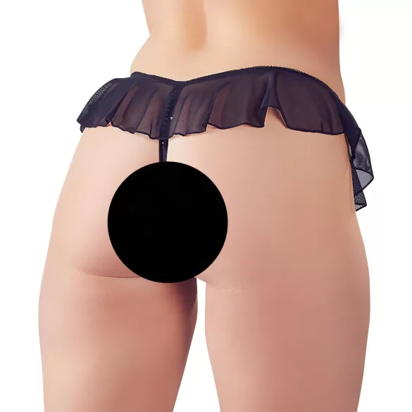 Cottelli - tanga abierto con perlas y volantes - negro - M