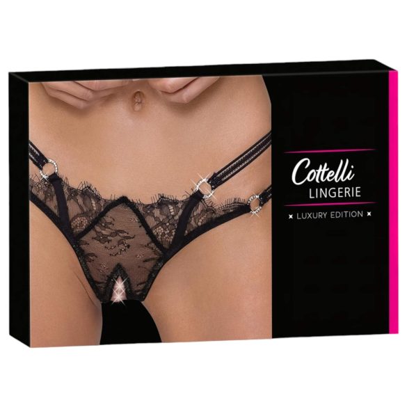 Cottelli - tanga de lujo con anillos (negro) - M/L