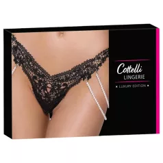 Cottelli - lujoso tanga bordado con perlas (negro)