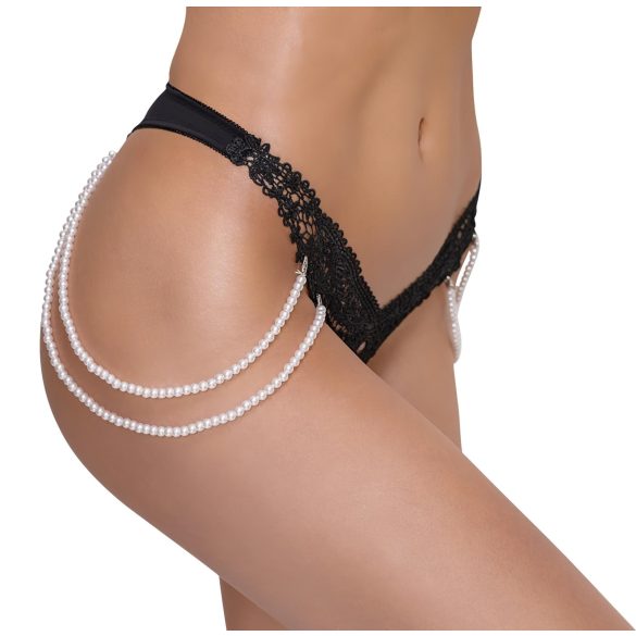 Cottelli - lujoso tanga bordado con perlas (negro) - M/L