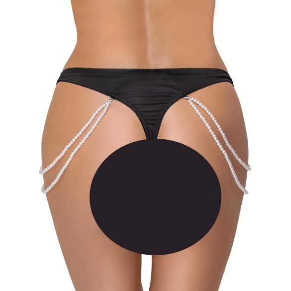 Cottelli - lujoso tanga bordado con perlas (negro) - M/L