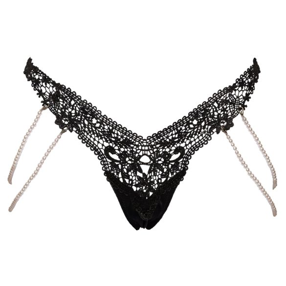 Cottelli - lujoso tanga bordado con perlas (negro) - M/L