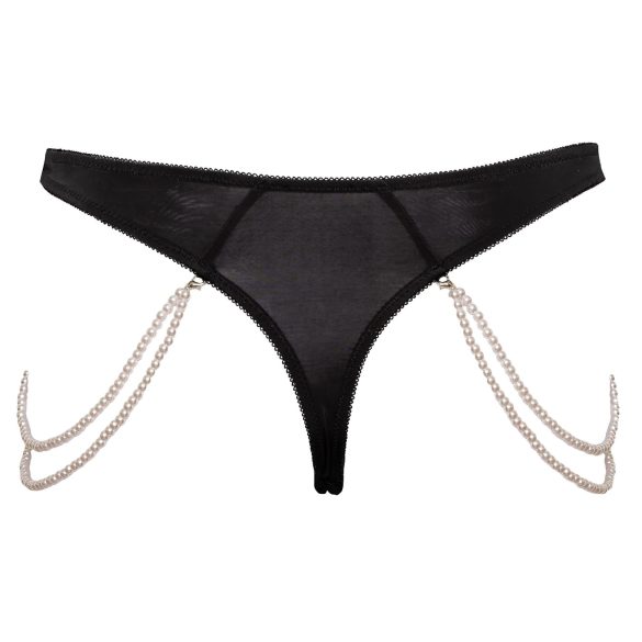 Cottelli - lujoso tanga bordado con perlas (negro) - M/L