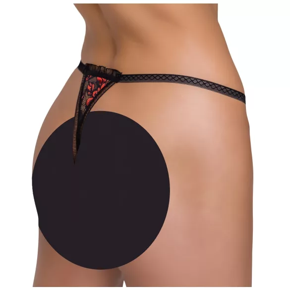 Cottelli - tanga de lujo con perlas y rosa - negro
