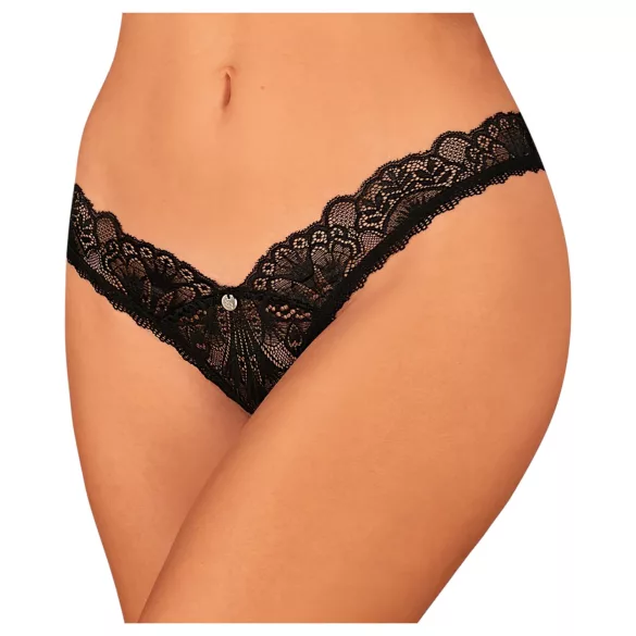 Obsessive - tanga abierto de encaje - negro