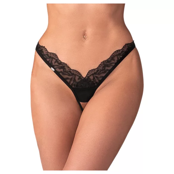Obsessive - tanga transparente de encaje - negro - L/XL