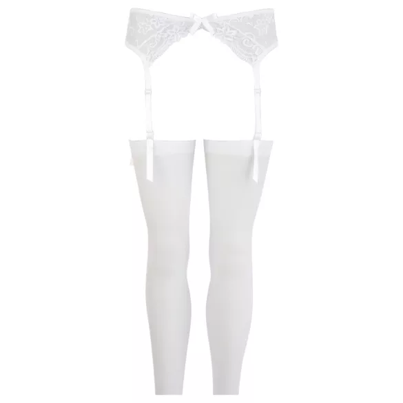 NO:XQSE - Conjunto de liguero de encaje - blanco - M/L