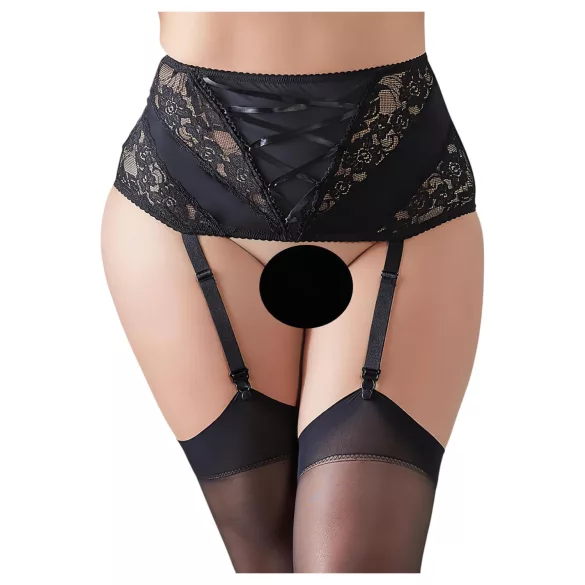 Cottelli Plus Size - liguero encaje con cintas - negro - 3XL