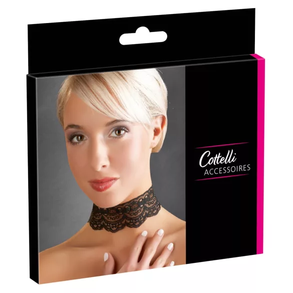 Cottelli - gargantilla de encaje de cuero sintético, accesorio de disfraz BDSM
