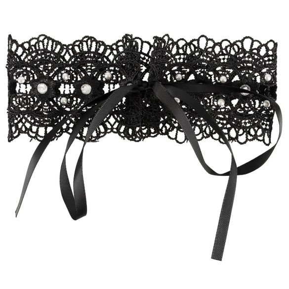 Cottelli - Collar de encaje con perlas y strass - negro