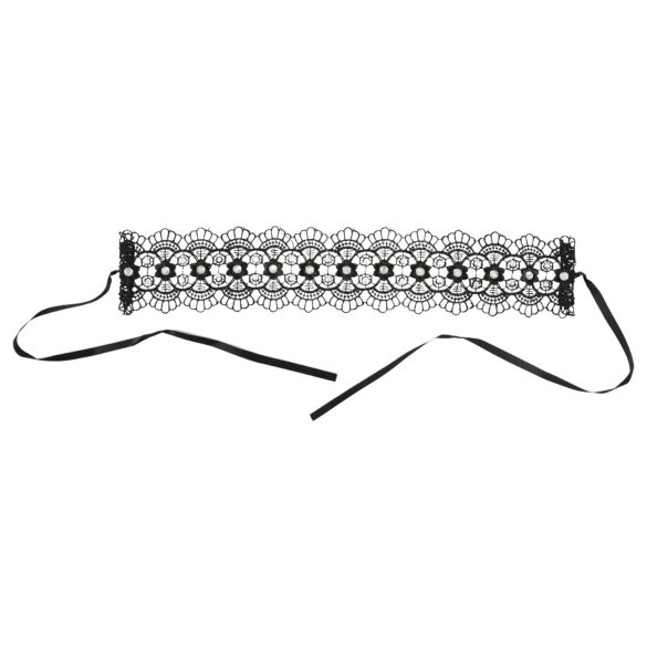 Cottelli - Collar de encaje con perlas y strass - negro