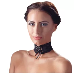 Cottelli - Gargantilla ancha de encaje con cordones (negra)