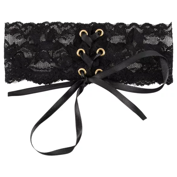 Cottelli - Gargantilla ancha de encaje con cordones (negra)