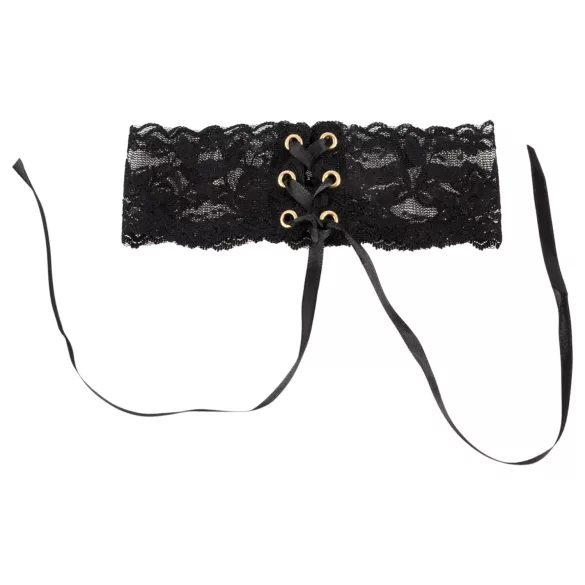Cottelli - Gargantilla ancha de encaje con cordones (negra)