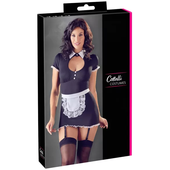 Cottelli - disfraz de criada sexy con liguero - negro y blanco