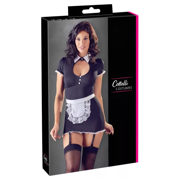 Cottelli - disfraz de criada sexy con liguero - negro y blanco - L
