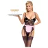 Cottelli - disfraz de sirvienta sexy transparente - negro y rosa