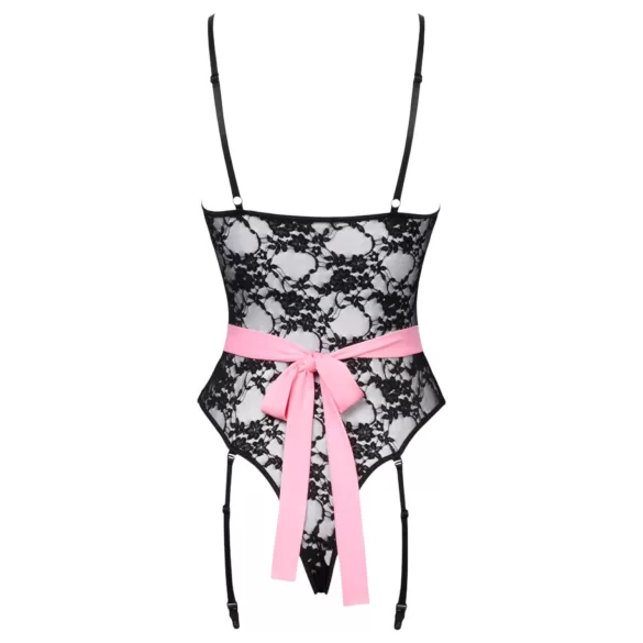 Cottelli - disfraz de sirvienta sexy transparente - negro y rosa