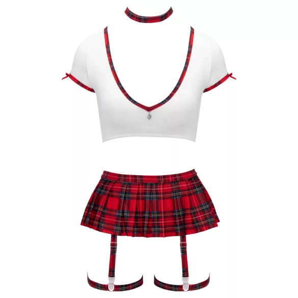 Cottelli - conjunto de disfraz de colegiala (rojo y blanco) - XL