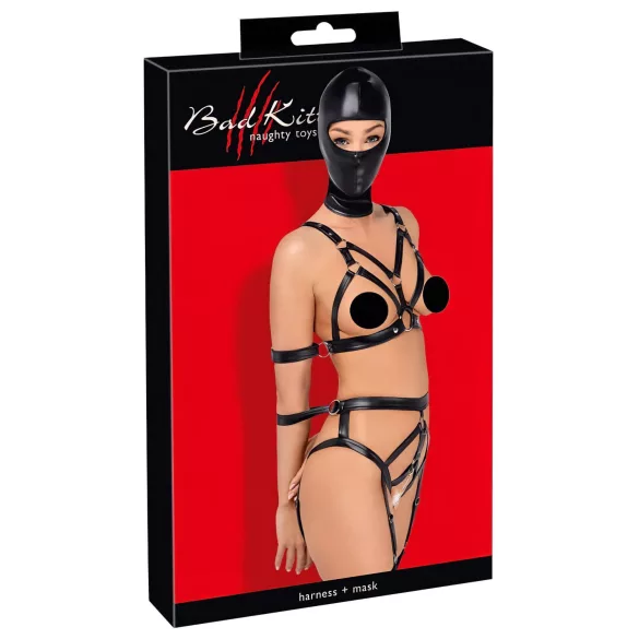 Bad Kitty - conjunto de lencería corporal y máscara - negro