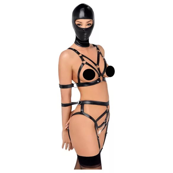 Bad Kitty - conjunto de lencería corporal y máscara - negro - M