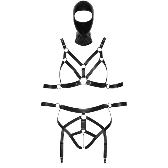 Bad Kitty - conjunto de lencería corporal y máscara - negro - M