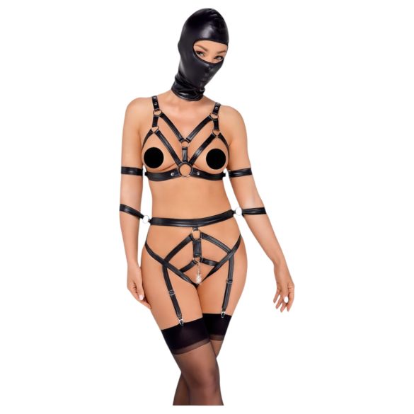 Bad Kitty - conjunto arnés corporal y máscara (negro) - L