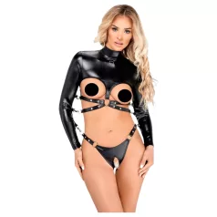   Bad Kitty - conjunto bondage con pecho al descubierto (negro)