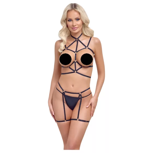 Cottelli - arnés corporal y tanga - negro - talla S a L