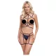 Cottelli - arnés corporal decorativo negro y tanga (S-L)