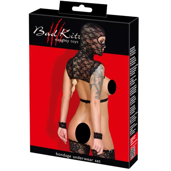 Bad Kitty - conjunto BDSM de encaje (negro) - L
