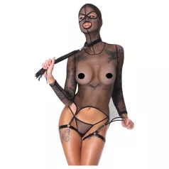   Bad Kitty - Conjunto BDSM de malla transparente con látigo (negro)