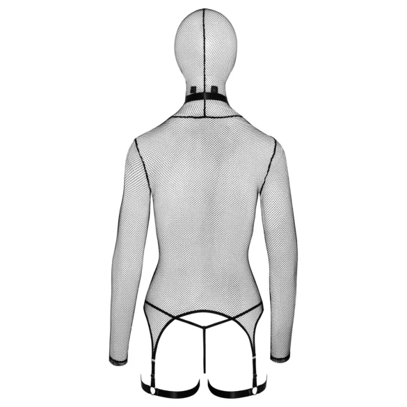 Bad Kitty - Conjunto BDSM de malla transparente con látigo (negro) - M
