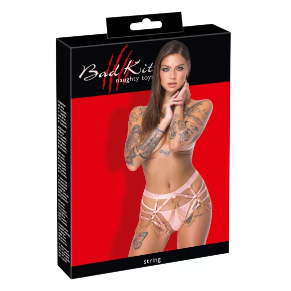 Bad Kitty - arnés con cadena y tanga (rosa)